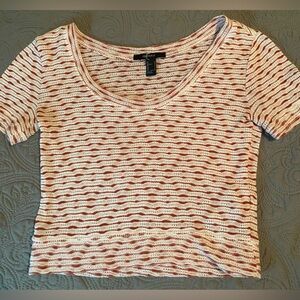 Forever 21 Reddish/Beige Cropped Short Sleeve Tee